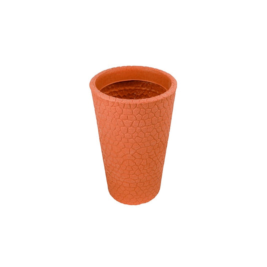 Solen Garden PETRA 100 tall, tapered planter in terracotta orange with a textured stone-like finish. Lightweight LLDPE construction.