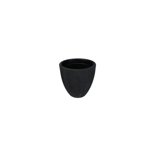 Solen Garden BOTONIA 020 black ribbed LLDPE planter, 8-gallon capacity, modern outdoor design.