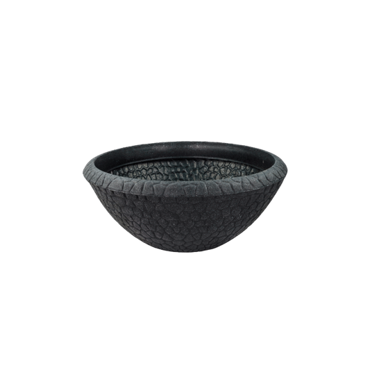 Solen Garden BOHO 290 large dark grey textured planter with a wide rim and deep bowl shape, made of durable LLDPE.