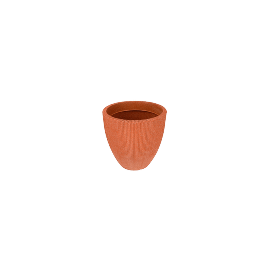 Solen Garden BOTONIA 020 terracotta planter with vertical ribbed texture. Lightweight LLDPE construction, 8-gallon capacity.